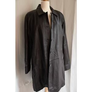 EXCELLED COLLECTION Dark Brown Genuine Leather Button Up Collared Jacket NWT XL